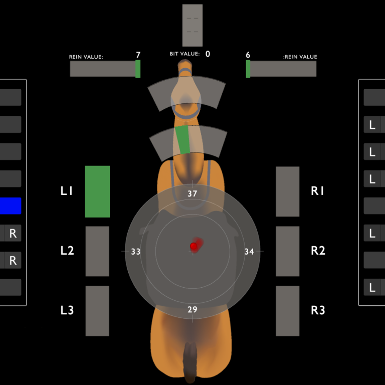 Ein lächelndes Kind auf einem Pferd, trägt einen Helm und eine Reitjacke.